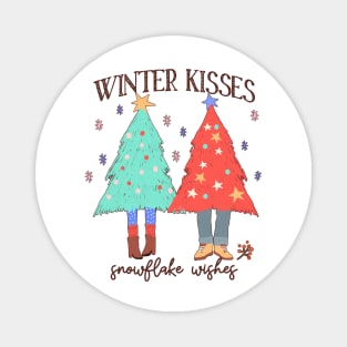 Christmas Lovers Winter Kisses Snowflake Wishes Cute Christmas Trees Magnet